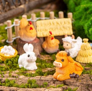 Resin Micro-Landscape Cute Farm Animal Set
