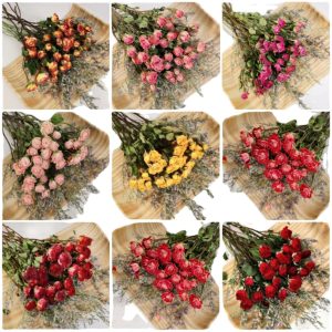 Dried Multi-Head Rose & Spray Rose Bunch, Real Flower