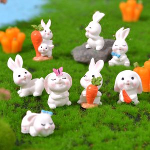 Mini White Bunny Figurines